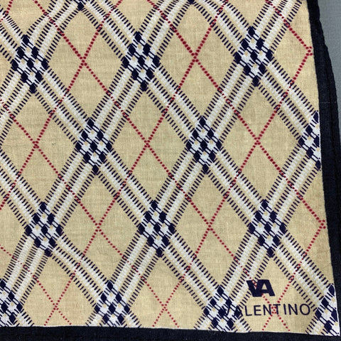 VALENTINO Beige Plaid Cotton Pocket Square