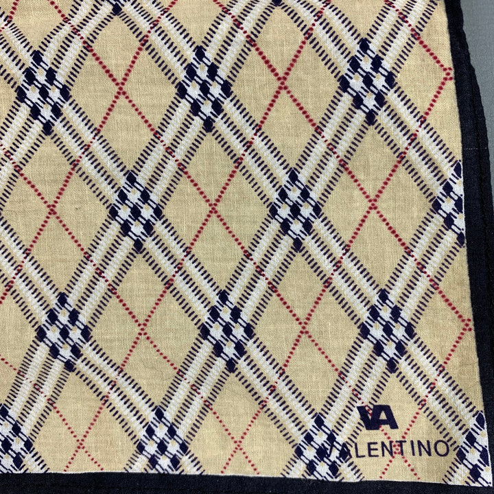 VALENTINO Pochette de costume en coton à carreaux beige