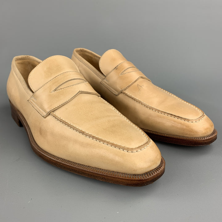 GRAVATI for WILKES BASHFORD Size 8.5 Natural Leather Penny Loafers