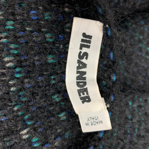 JIL SANDER Talla 10 Suéter texturizado de mezcla de cachemir negro y azul