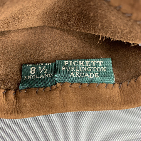 PICKETT Size 8.5 Brown Suede Calf Gloves