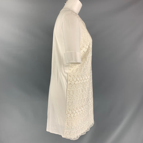 GIAMBATTISTA VALLI Size M White Cotton Lace Short Sleeve Dress