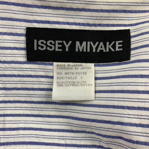 ISSEY MIYAKE Size 44 White & Blue Stripe Cotton Sport Coat