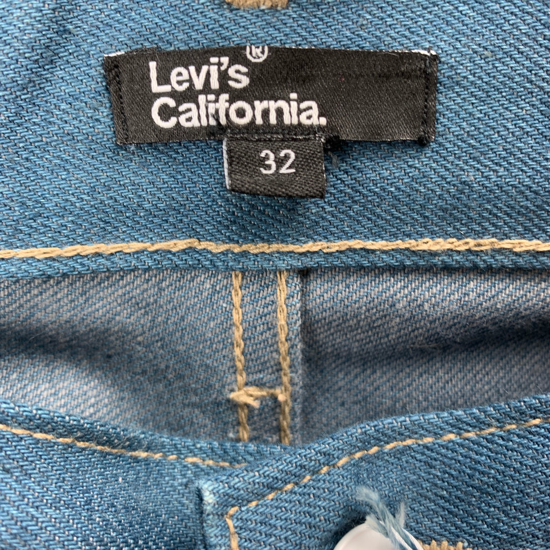 LEVI'S CALIFORNIA Taille 32 Jean en denim bleu à surpiqûres contrastées