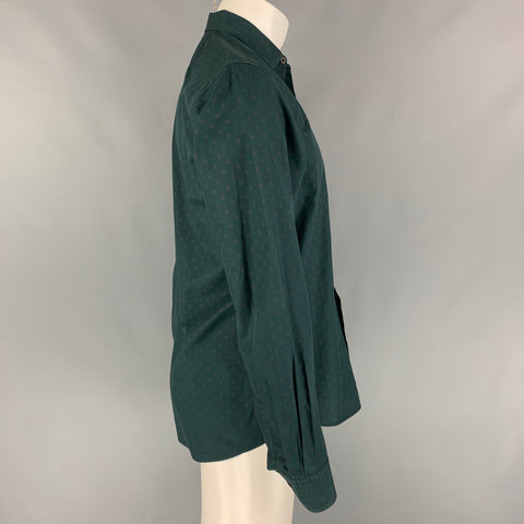 DRIES VAN NOTEN Size M Dark Green & Brown Rhombus Cotton Long Sleeve Shirt