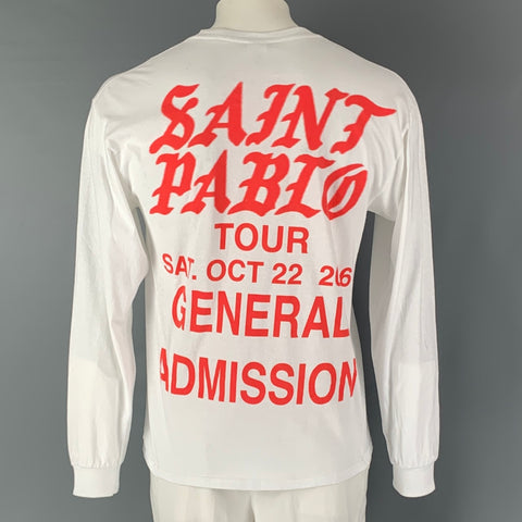 SAINT PABLO Size L White & Red Graphic Cotton Crew-Neck T-shirt