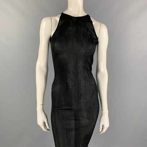 GIVENCHY Otoño '21 Talla única Vestido largo de seda acanalado negro