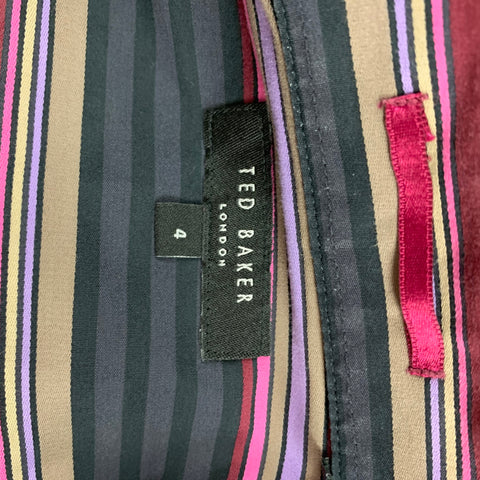 TED BAKER Size L Charcoal Pink Stripe Cotton French Cuff Long Sleeve Shirt