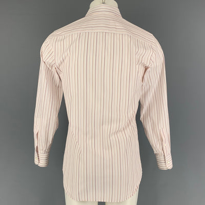 PRADA Size M White Orange Stripe Cotton Long Sleeve Shirt
