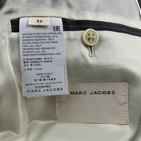 MARC JACOBS Taille 40 Manteau de sport à revers en laine à rayures grises