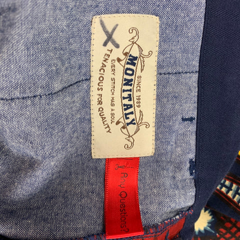 MONITALY Size 32 Multi-Color Print Cotton Zip Fly Casual Pants