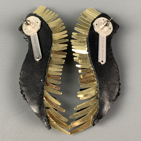 MIGNONNE GAVIAN Black Gold Beaded Madeline Earrings