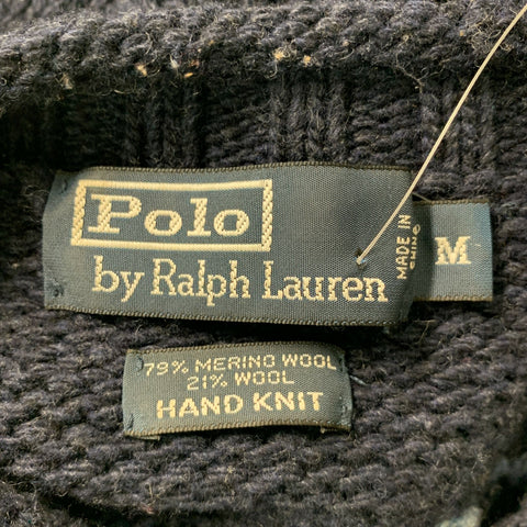 POLO by RALPH LAUREN Size M Navy & Blue White Knit Merino Wool/Wool Sweater