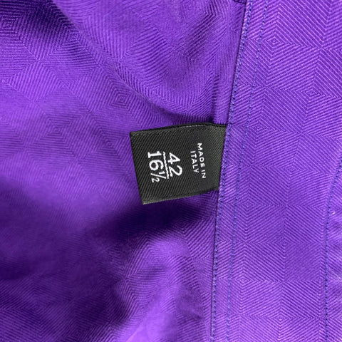 GUCCI Size L Purple Checkered Cotton Button Up Long Sleeve Shirt