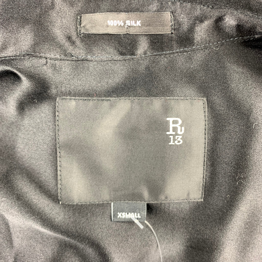 R13 Size XS Black Satin Silk Dropped Sleeves Shirt Dress