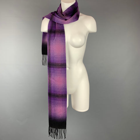 NORDSTROM Purple & Black Plaid Cashmere Scarf