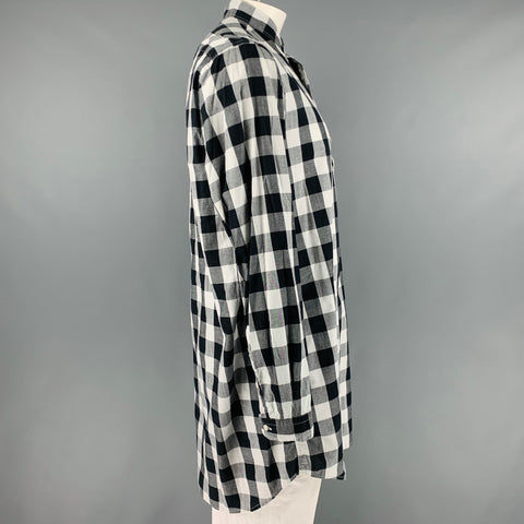 GITMAN VINTAGE Size L Black White Buffalo Plaid Cotton Tunic Long Sleeve Shirt