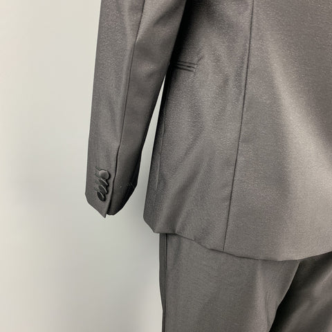 ARMANI COLLEZIONI Size 40 Black Wool / Silk Shawl Collar Tuxedo Suit
