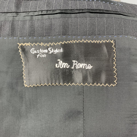 DAVID AUGUST Taille 40 Noir Rayé Laine Peak Revers 34 x 31 Costume