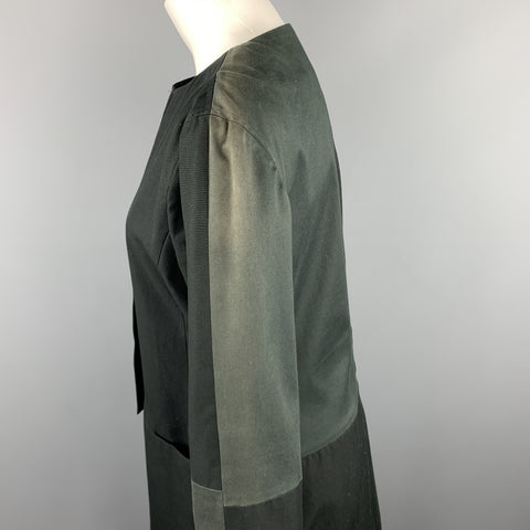 VERSUS by GIANNI VERSACE Size 10 Black & Green Cotton Color Block Coat