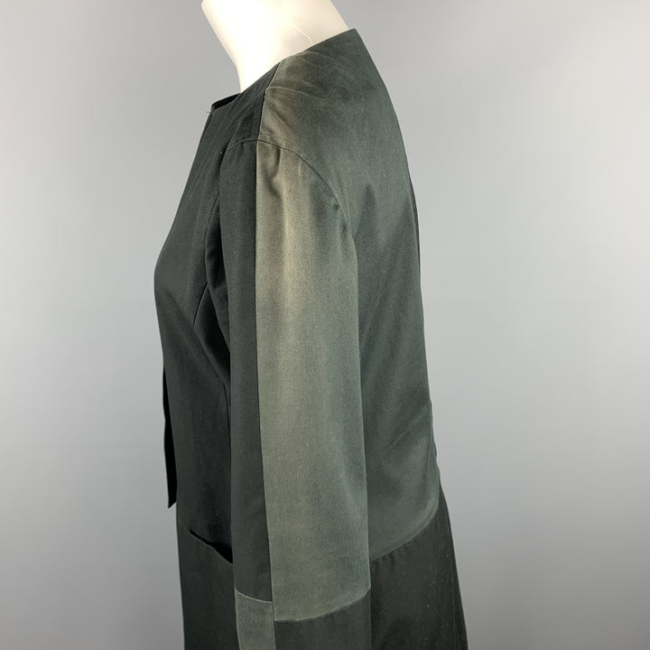 VERSUS by GIANNI VERSACE Size 10 Black & Green Cotton Color Block Coat