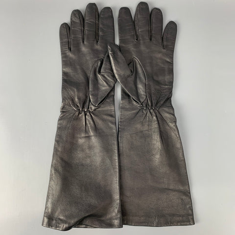 RALPH LAUREN Collection Size 8 Black Leather Long Gloves