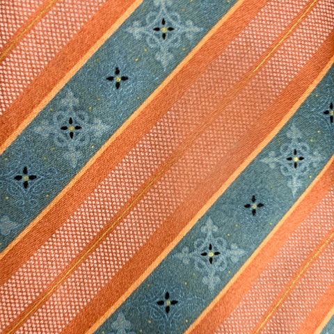 ERMENEGILDO ZEGNA Orange Grey Diagonal Stripe Silk Tie