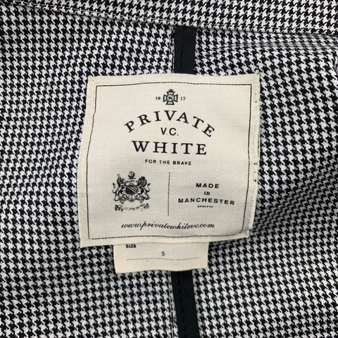PRIVATE WHITE Size 42 Black & White Houndstooth Cotton Notch Lapel Sport Coat