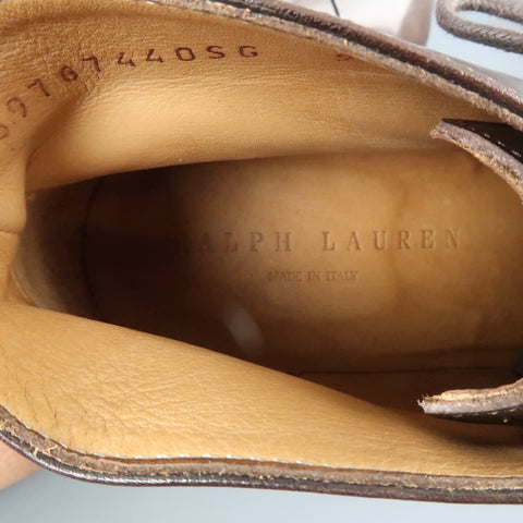RALPH LAUREN Talla 9 Botas con cordones de cuero macizo marrón 