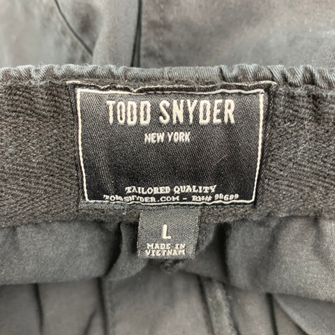 TODD SNYDER Size L Black Cotton Blend Drawstring Shorts