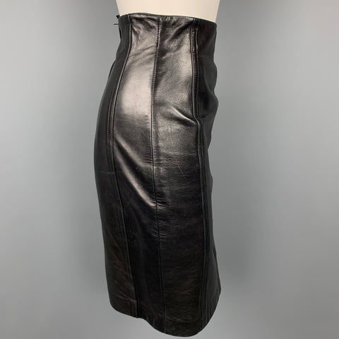 ESCADA Taille 4 Jupe crayon en cuir noir