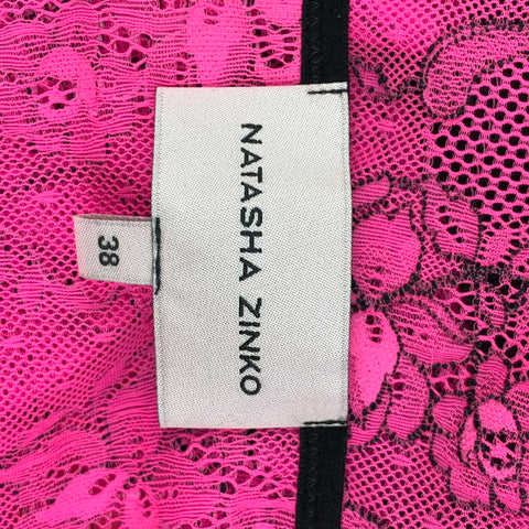 NATSHA ZINKO Size 6 Pink Black Polyamide Lace Body Suit Dress Top
