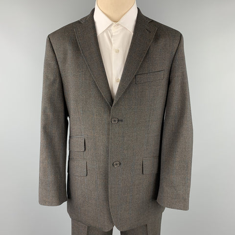 TED BAKER Size 40 Short Charcoal Glenplaid Wool Blend Notch Lapel Suit