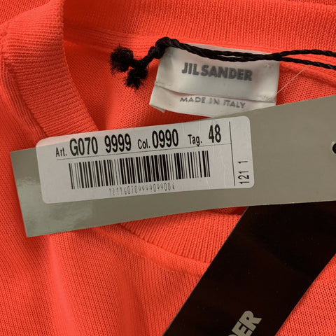 JIL SANDER Size S Orange Mesh Polyester Crew-Neck T-shirt