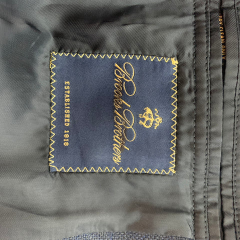 BROOKS BROTHERS Taille 48 Long Navy Silk Blend Manteau de sport à simple boutonnage