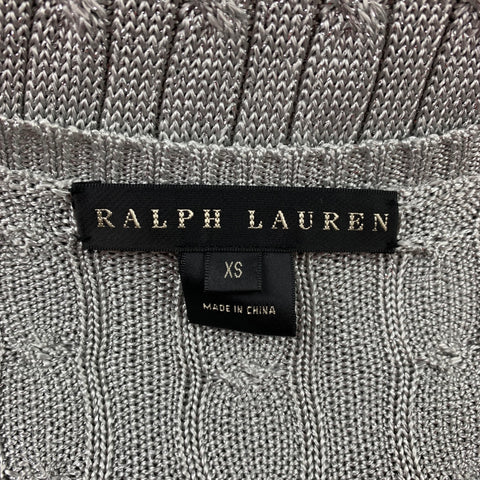 RALPH LAUREN Black Label Taille XS Pull pull en soie mélangée argentée