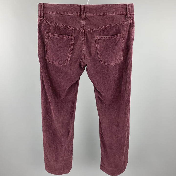 DOLCE &amp; GABBANA Talla 34 Pantalones casuales con bragueta y cremallera de pana texturizada en color morado berenjena