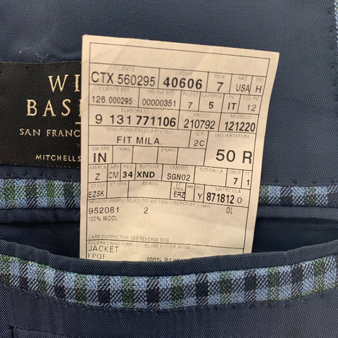 ERMENEGILDO ZEGNA Size 40 Regular Blue Green Checkered Wool Sport Coat
