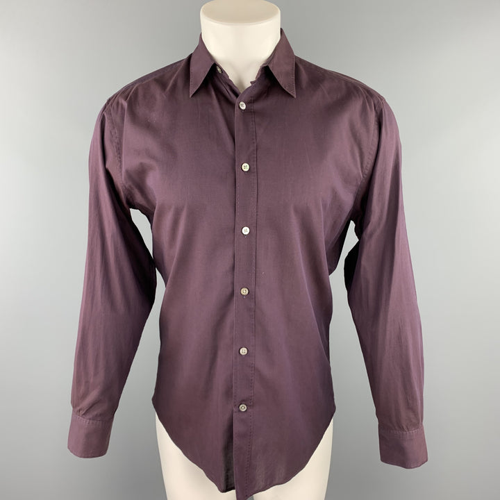 JOHN VARVATOS Size S Eggplant Purple Cotton Button Up Long Sleeve Shirt