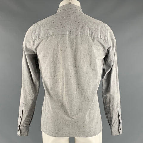 MAISON MARTIN MARGIELA Size S Grey Black Textured Cotton Long Sleeve Shirt