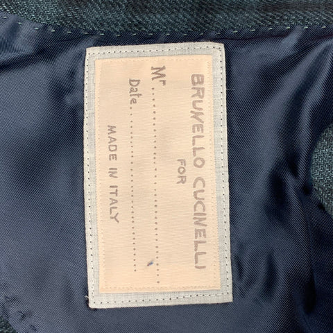 BRUNELLO CUCINELLI Size 38 Military Green Tartan Wool Blend Sport Coat