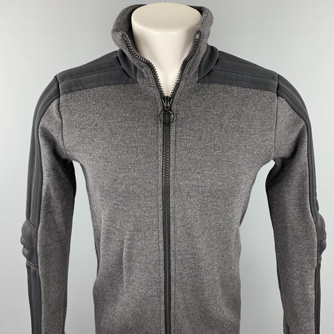 PRADA Size 38 Dark Gray Mixed Materials Wool Zip Up Jacket