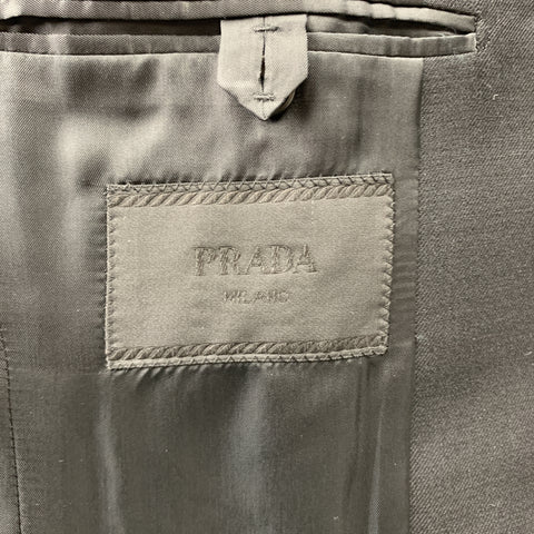 PRADA Size 36 Regular Black Solid Wool / Mohair Shawl Collar Sport Coat