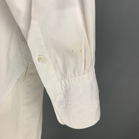 ARMANI COLLEZIONI Size L White Cotton Tuxedo Long Sleeve Shirt