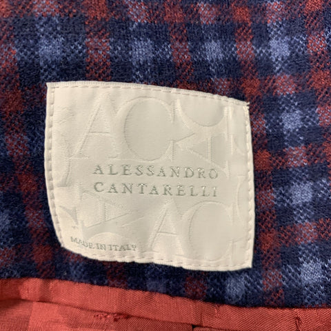 ALESSANDRO CANTARELLI Size 42 Blue Red Checkered Sport Coat