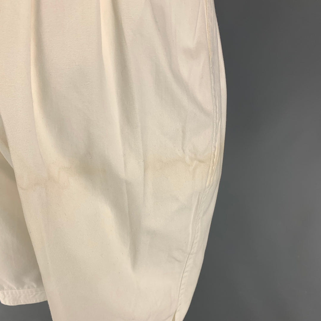 Vintage KANSAI YAMAMOTO Tamaño 28 Pantalones cortos de algodón plisado blanco de cintura alta