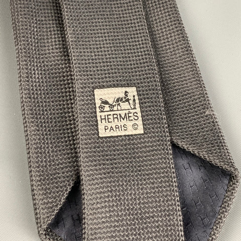 HERMES 233623 SA Dark Gray Silk Neck Tie