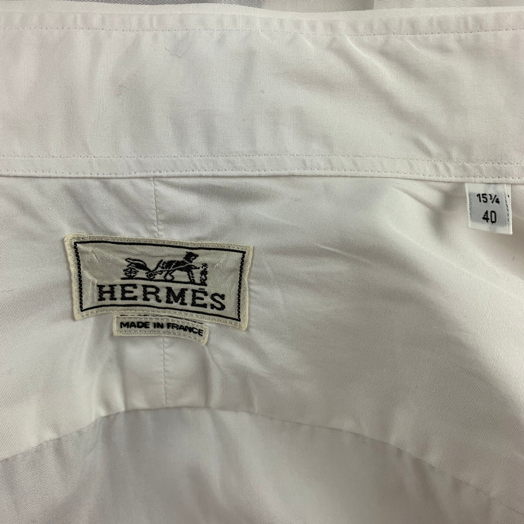 HERMES Camisa de manga larga con botones de algodón blanco talla M