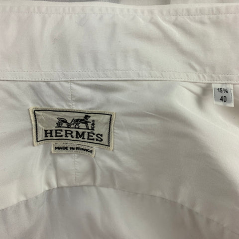 HERMES Size M White Cotton Button Up Long Sleeve Shirt