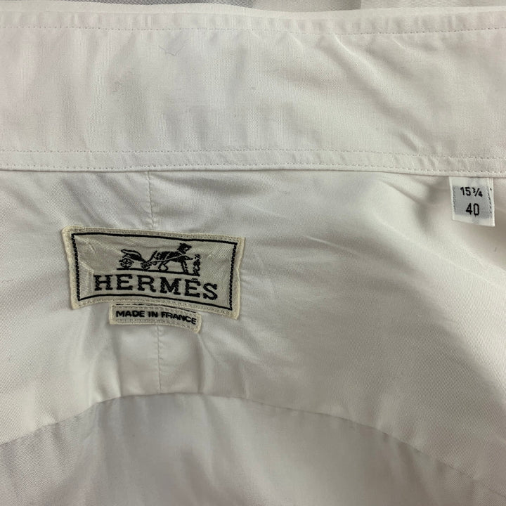 HERMES Camisa de manga larga con botones de algodón blanco talla M